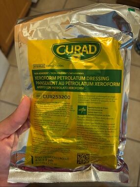 Curad Xeroform Petrolatum Dressing - Yellow/Green Packaging